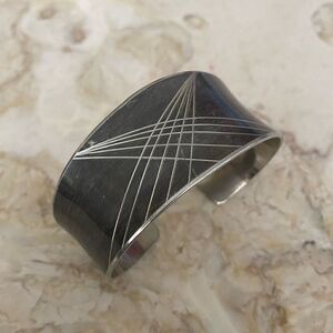 Jørgen Jensen Denmark Scandinavian Vintage Handmade Pewter Cuff Bracelet RARE